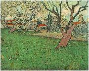 View of Arles with flowering trees